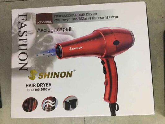 Professional Hair Dryer with Concentrator Nozzle – Fast Drying Hot & Cold Air Blow Dryer for Home & Salon Use