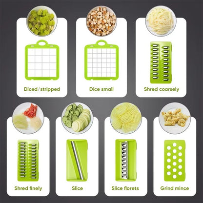 5 in 1 Multifunction Vegetable & Fruit Chopper with Container | Manual Vegetable Cutter & Dicer | Kitchen Food Chopper