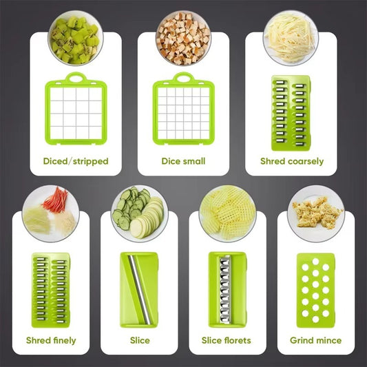 5 in 1 Multifunction Vegetable & Fruit Chopper with Container | Manual Vegetable Cutter & Dicer | Kitchen Food Chopper