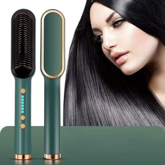2-in-1 Electric Hair Straightening Brush – Fast Heating Anti-Scald Hair Straightener Comb for Women