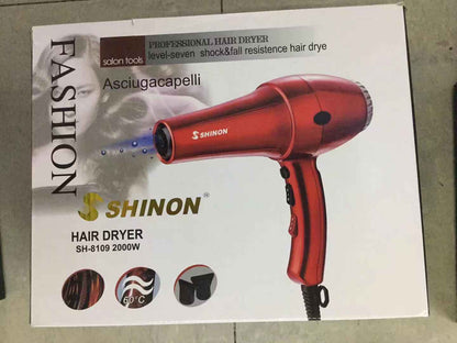 Professional Hair Dryer with Concentrator Nozzle – Fast Drying Hot &amp; Cold Air Blow Dryer for Home &amp; Salon Use