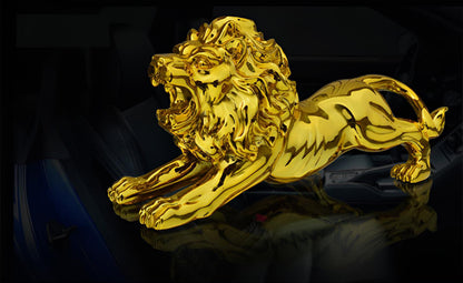 Luxury Golden Lion Car Dashboard Ornament – Premium Metal Car Interior Decoration | Non-Slip Dashboard Showpiece