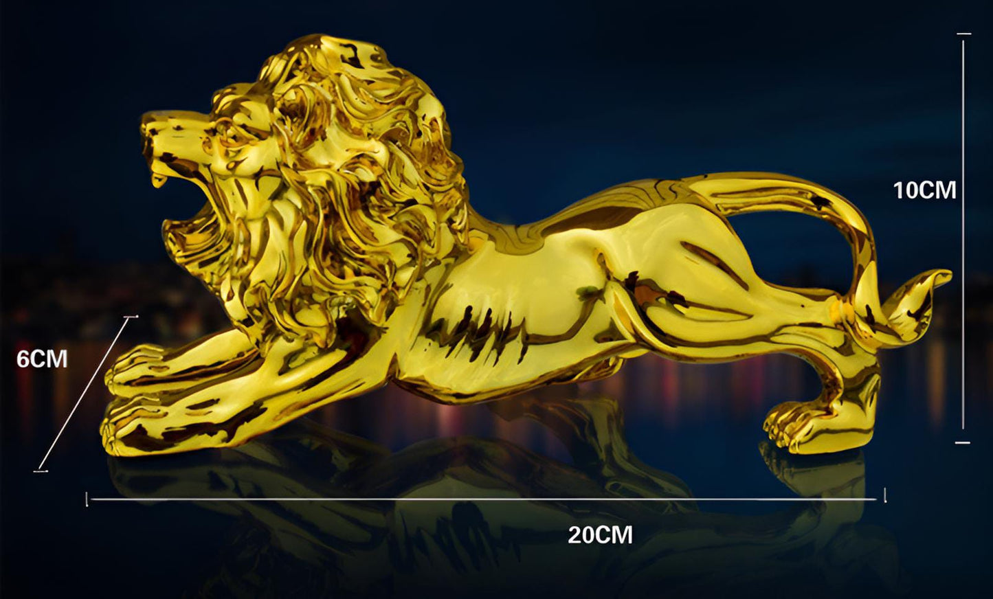 Luxury Golden Lion Car Dashboard Ornament – Premium Metal Car Interior Decoration | Non-Slip Dashboard Showpiece