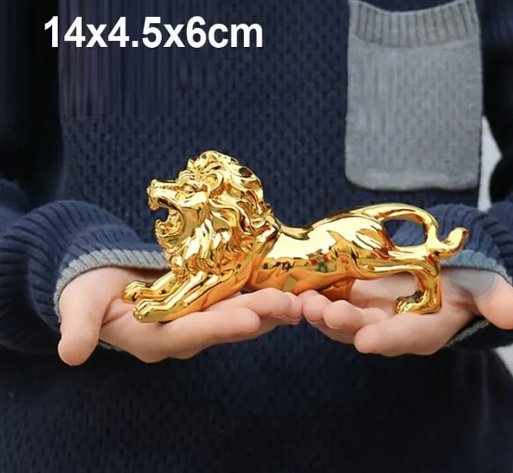 Luxury Golden Lion Car Dashboard Ornament – Premium Metal Car Interior Decoration | Non-Slip Dashboard Showpiece