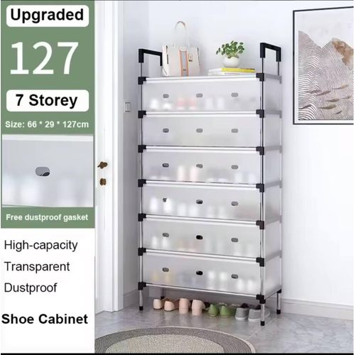 6-Tier Foldable Shoe Rack Cabinet – Dustproof Shoe Storage Organizer with Flip Doors for Home