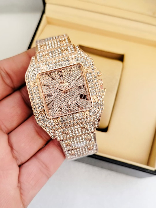 Luxury Diamond Studded Men's Analog Watch | Premium Stainless Steel Quartz Wrist Watch