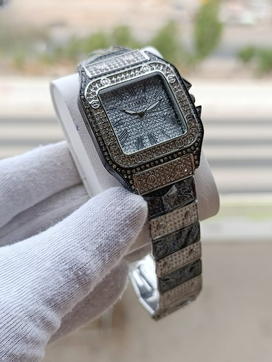 Luxury Diamond Studded Men's Analog Watch | Premium Stainless Steel Quartz Wrist Watch