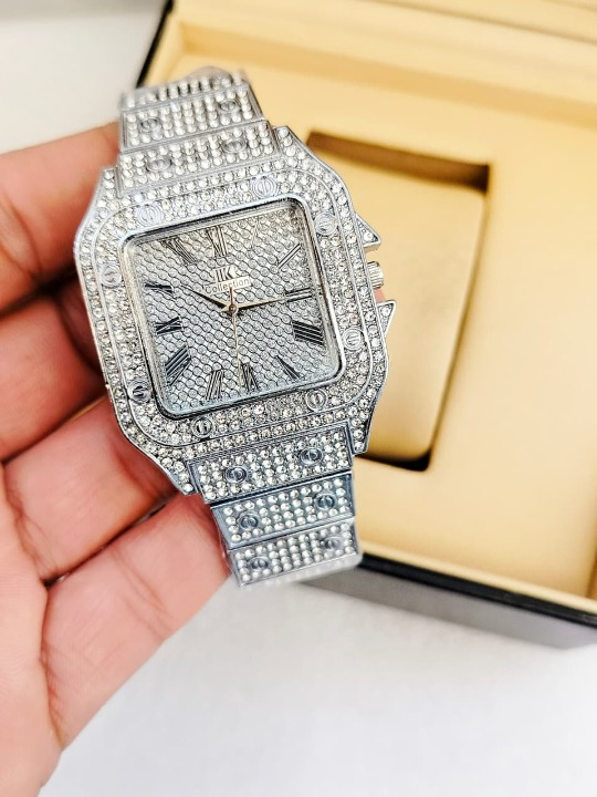 Luxury Diamond Studded Men's Analog Watch | Premium Stainless Steel Quartz Wrist Watch