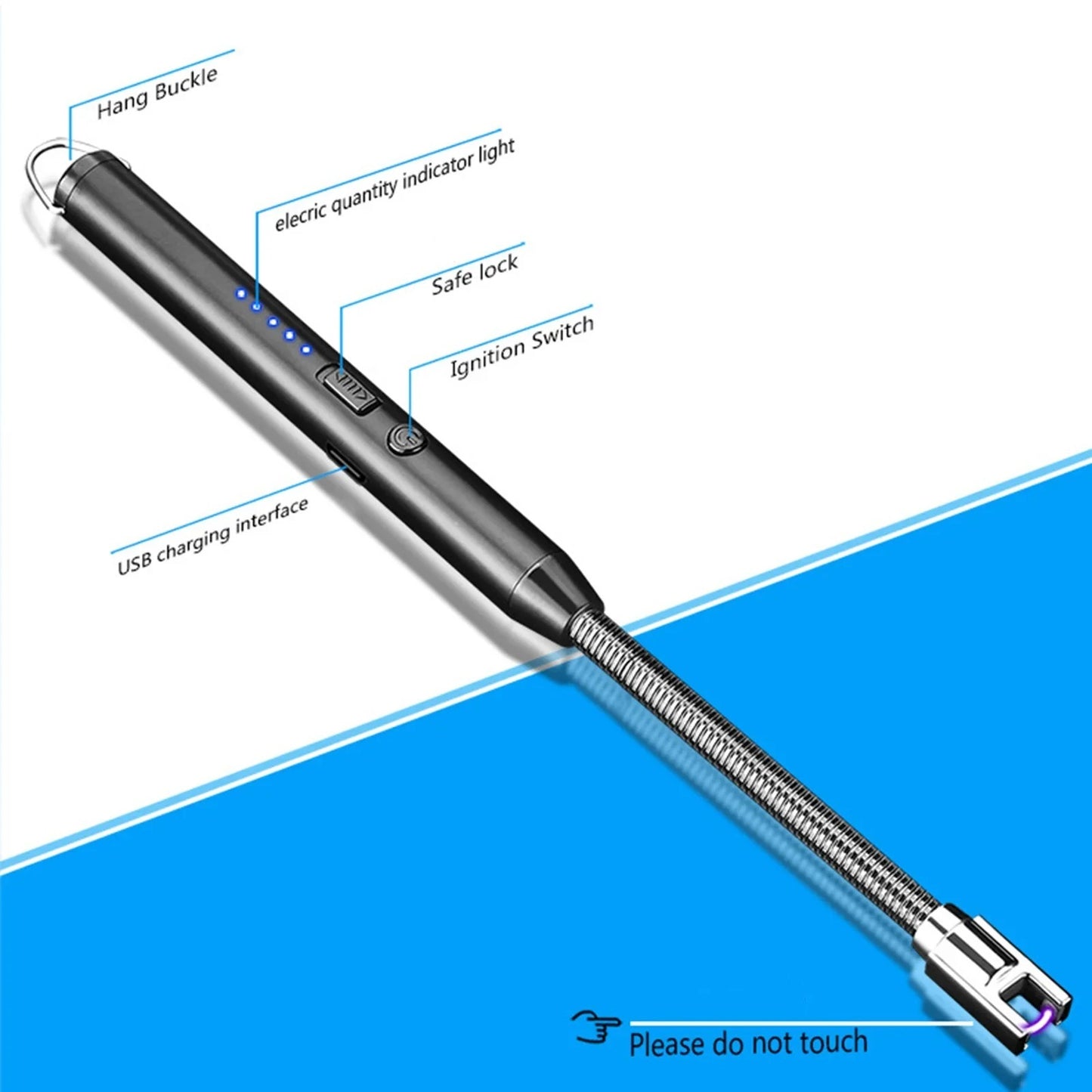 USB Rechargeable Electric Arc Lighter | Flexible Windproof Plasma Candle &amp; BBQ Lighter