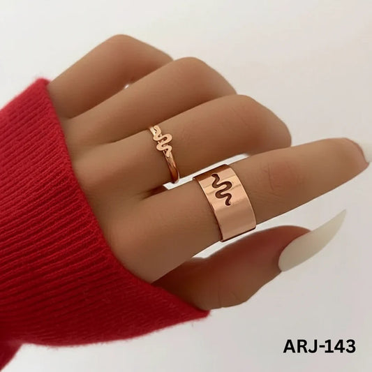 Adjustable Black Snake Couple Ring Set – Minimalist Stainless Steel Matching Rings for Men &amp; Women