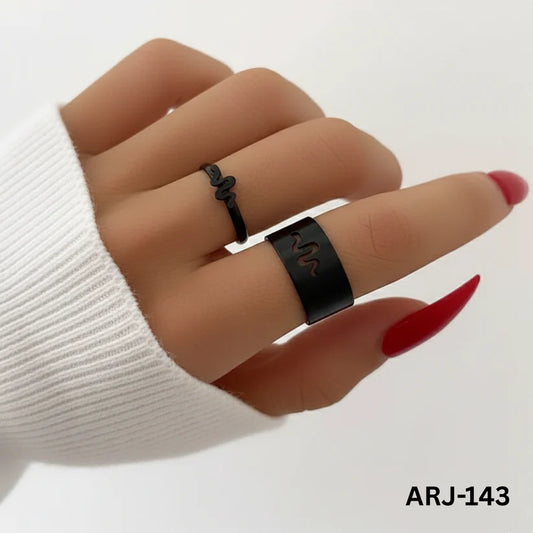 Adjustable Black Snake Couple Ring Set – Minimalist Stainless Steel Matching Rings for Men &amp; Women