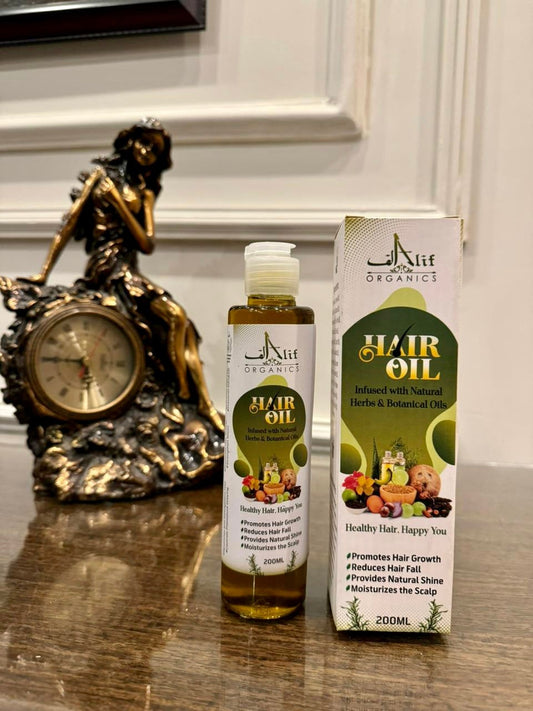 Alif Organics Herbal Hair Oil 200ml – Natural Hair Growth Oil for Hair Fall Control &amp; Scalp Nourishment