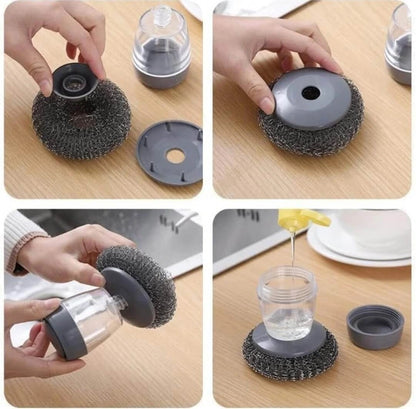 Automatic Soap Dispensing Dish Cleaning Brush – Refillable Kitchen Scrubber with Liquid Dispenser for Dishes, Pots &amp; Pans