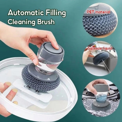 Automatic Soap Dispensing Dish Cleaning Brush – Refillable Kitchen Scrubber with Liquid Dispenser for Dishes, Pots &amp; Pans
