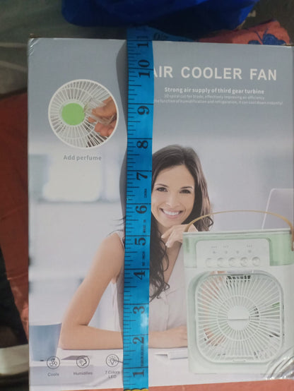 Portable USB Air Cooler Fan with 7-Color LED Night Light, Timer &amp; Quiet Cooling for Home, Office &amp; Bedroom