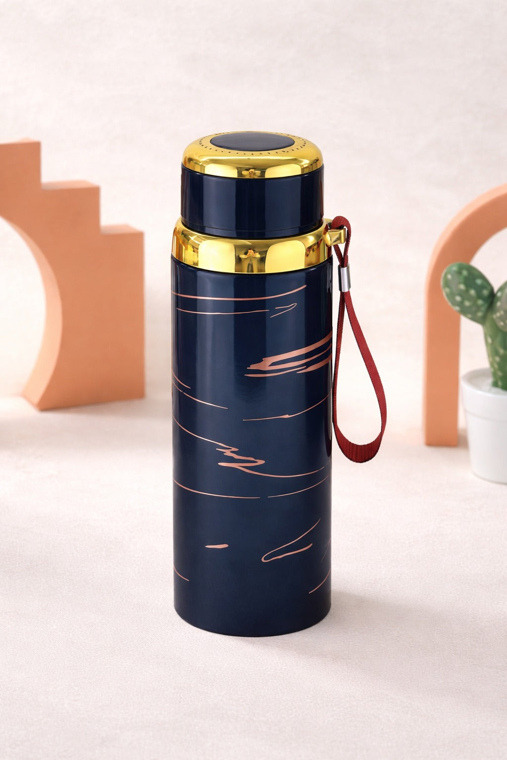 Premium Stainless Steel Vacuum Flask Bottle – Double Wall Insulated Hot &amp; Cold Water Bottle with Carry Strap | Leakproof Travel Thermos