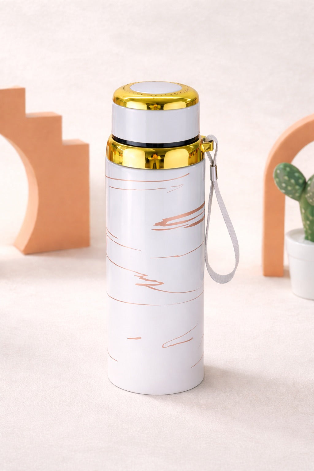 Premium Stainless Steel Vacuum Flask Bottle – Double Wall Insulated Hot &amp; Cold Water Bottle with Carry Strap | Leakproof Travel Thermos