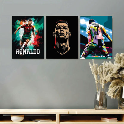 Cristiano Ronaldo 3-Piece Canvas Wall Art – Premium Football Poster Set for Home, Office &amp; Gaming Room