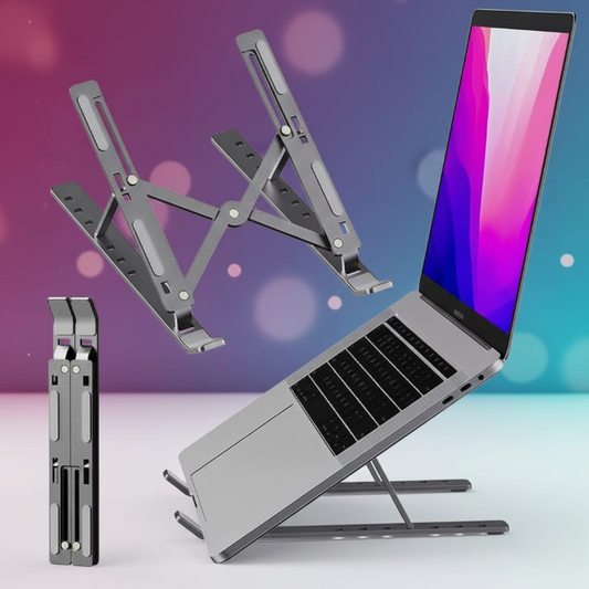 Adjustable Foldable Aluminum Laptop Stand – Portable Ergonomic Notebook Holder for MacBook, Laptop &amp; Tablet