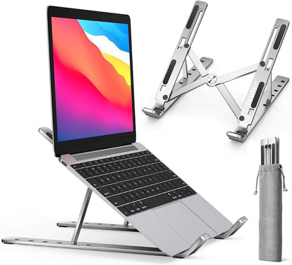 Adjustable Foldable Aluminum Laptop Stand – Portable Ergonomic Notebook Holder for MacBook, Laptop &amp; Tablet
