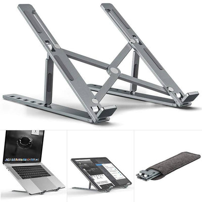 Adjustable Foldable Aluminum Laptop Stand – Portable Ergonomic Notebook Holder for MacBook, Laptop &amp; Tablet