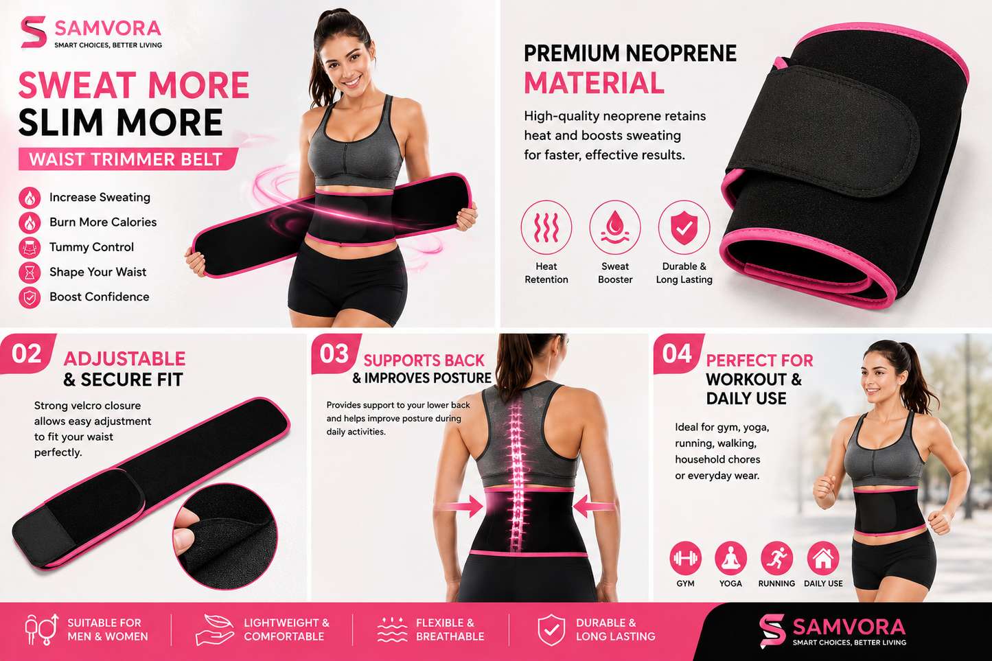 Waist Trimmer Belt for Men & Women | Adjustable Sweat Belt for Tummy Control & Workout Support