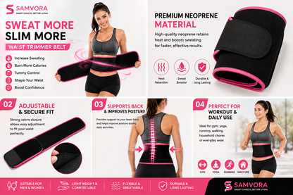 Waist Trimmer Belt for Men & Women | Adjustable Sweat Belt for Tummy Control & Workout Support