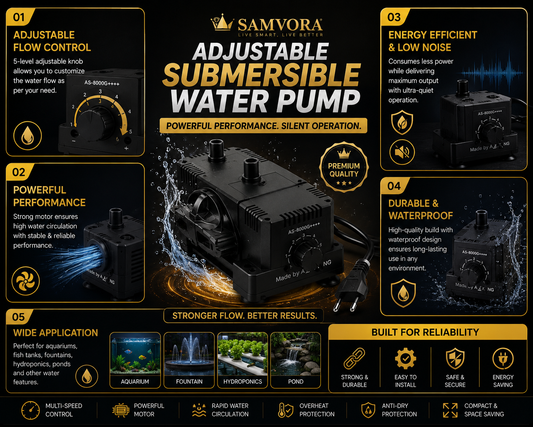 Adjustable Submersible Water Pump – Multi-Speed Aquarium, Fountain &amp; Fish Tank Water Pump