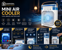 Portable USB Air Cooler Fan with 7-Color LED Night Light, Timer &amp; Quiet Cooling for Home, Office &amp; Bedroom