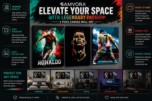 Cristiano Ronaldo 3-Piece Canvas Wall Art – Premium Football Poster Set for Home, Office &amp; Gaming Room