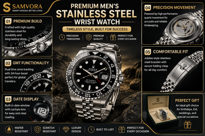 Luxury Men's Stainless Steel Analog Wrist Watch | Premium Business & Casual Fashion Watch
