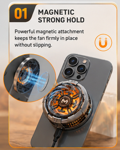 Magnetic Mobile Phone Cooler Fan | USB Rechargeable Gaming Phone Cooling Fan for Android & iPhone