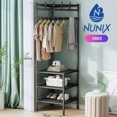 Heavy Duty Garment Rack with Shelves – Multi-Layer Clothes Hanging Stand &amp; Storage Organizer for Bedroom | Black