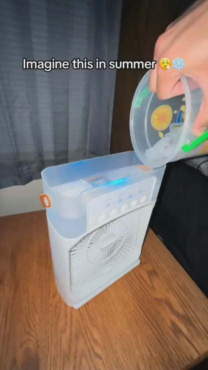Portable USB Air Cooler Fan with 7-Color LED Night Light, Timer &amp; Quiet Cooling for Home, Office &amp; Bedroom